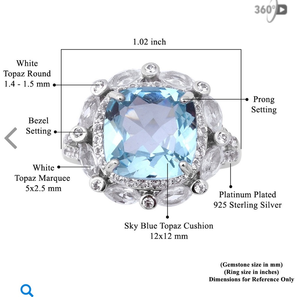 🦋Genuine Sky Blue Topaz Cocktail Ring🦋 - Picture 7 of 9